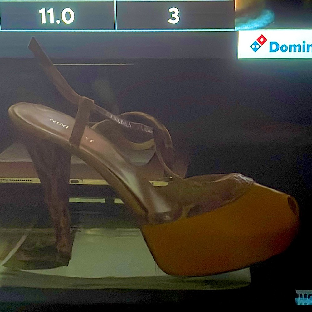 Nine West Dress up Pump with Python Stilettos and trim.